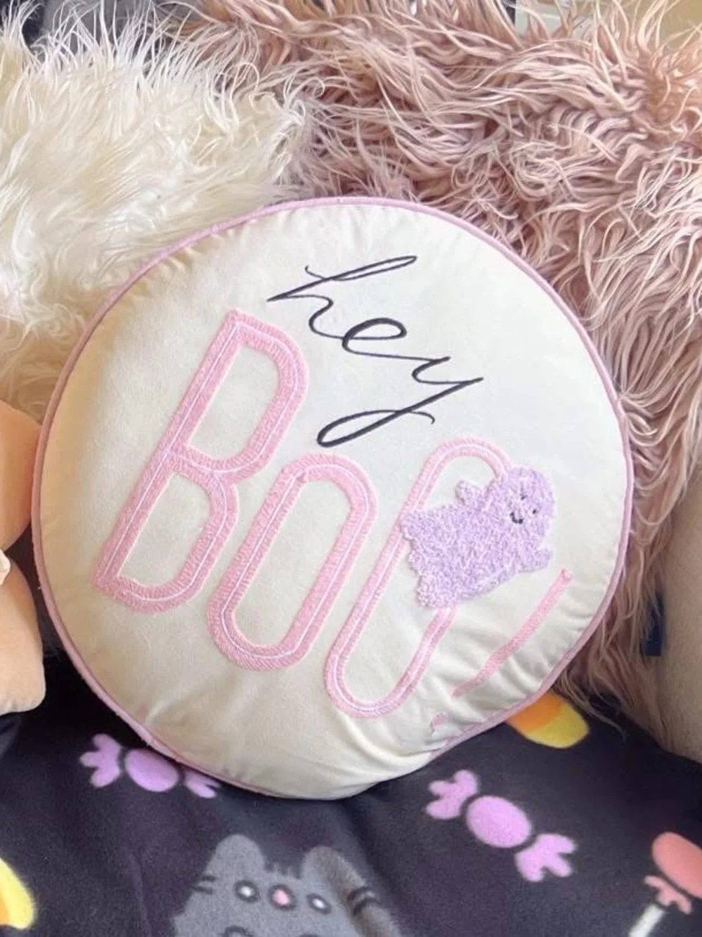 Michaels Round Kids Pillow in White, Pink and Lilac